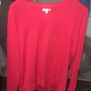 Hot pink L Croft and barrow v neck hoodie longslv